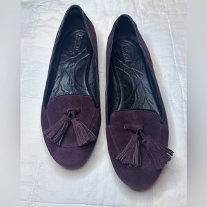 Born Women's Suede Tassel Loafers in Plum